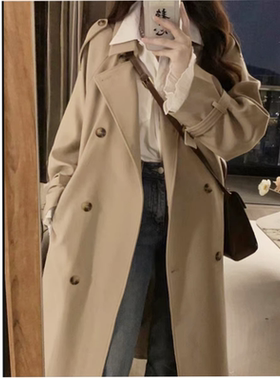 高个子女加长版风衣外套女175春秋季新款超长款及踝大衣英伦风170