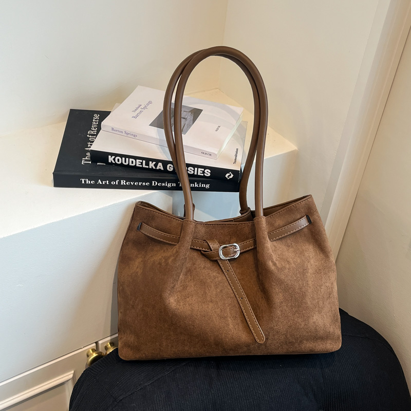 2025新款秋冬复古麂皮托特包女大容量百搭手提包高级感通勤单肩包