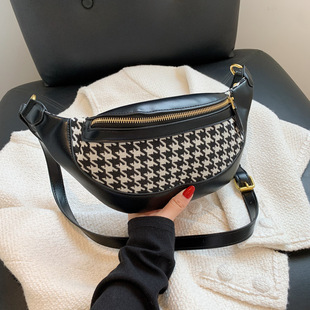潮时尚 千鸟格百搭斜挎胸包洋气单肩包 新款 上新流行包包女2025夏季