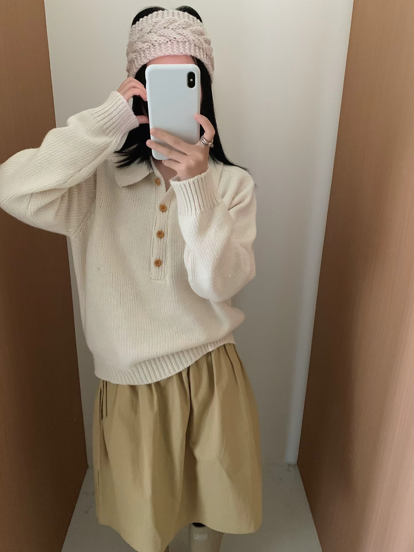 韩系基础款polo领纯色针织衫套头上衣女秋冬新款加厚百搭毛衣女