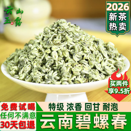 碧螺春2026新茶云南绿茶特级浓香型全芽雪螺炒青绿茶春茶散茶500g