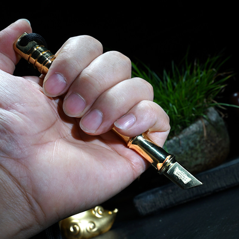 SUMMITDRGON黄铜竹节酷棍实心断竹防身短棍自卫防身战术笔破窗器