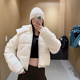 加拿大正品代购ALO时尚连帽羽绒服短款加厚保暖运动宽松鹅绒外套