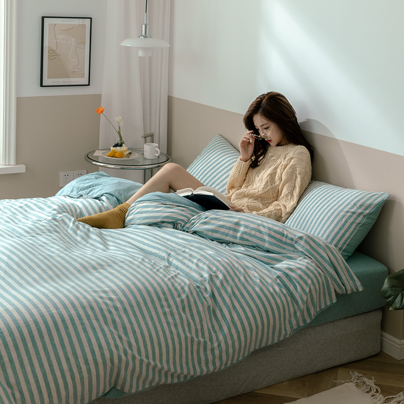 纯棉四件套全棉床品简约床单床笠