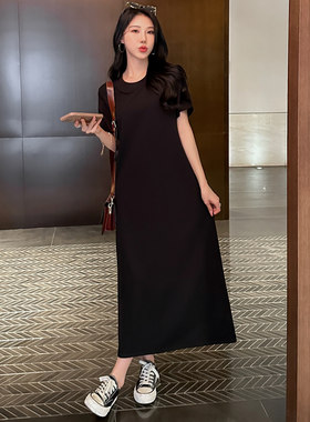 黑色连衣裙女夏季显瘦高级感长裙