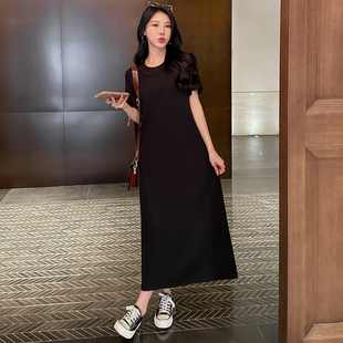 黑色连衣裙子女夏季2026年新款女装宽松慵懒风气质显瘦高级感长裙