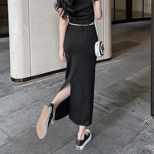 极简黑色半身裙女春夏季新款