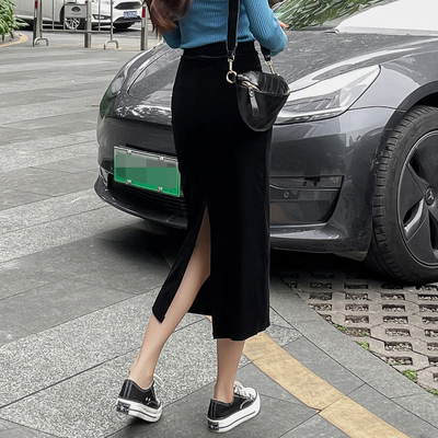 金丝绒高腰半身裙女秋冬中长款