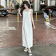 白色吊带连衣裙垂感无袖 背心裙女夏新款 宽松直筒裙子黑色内搭长裙