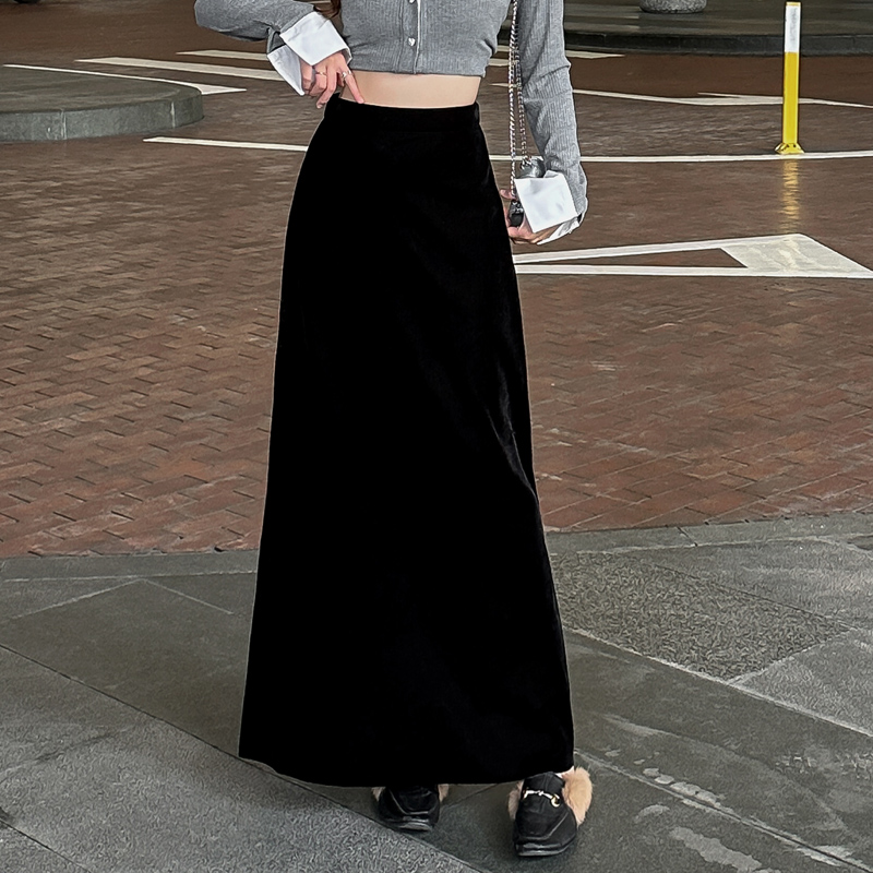 金丝绒半身裙女秋冬显瘦a字裙