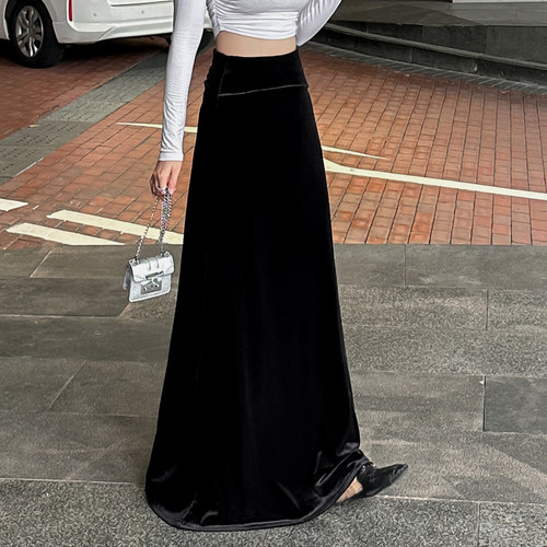 金丝绒半身裙女秋冬显瘦a字裙