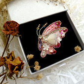 高档原创精致手工珠绣刺绣渐变色蝴蝶发夹胸针古风配饰