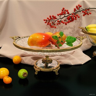 样板间软装 法式 工艺品摆件 美式 纯铜新水晶果盘客厅餐厅会客室欧式