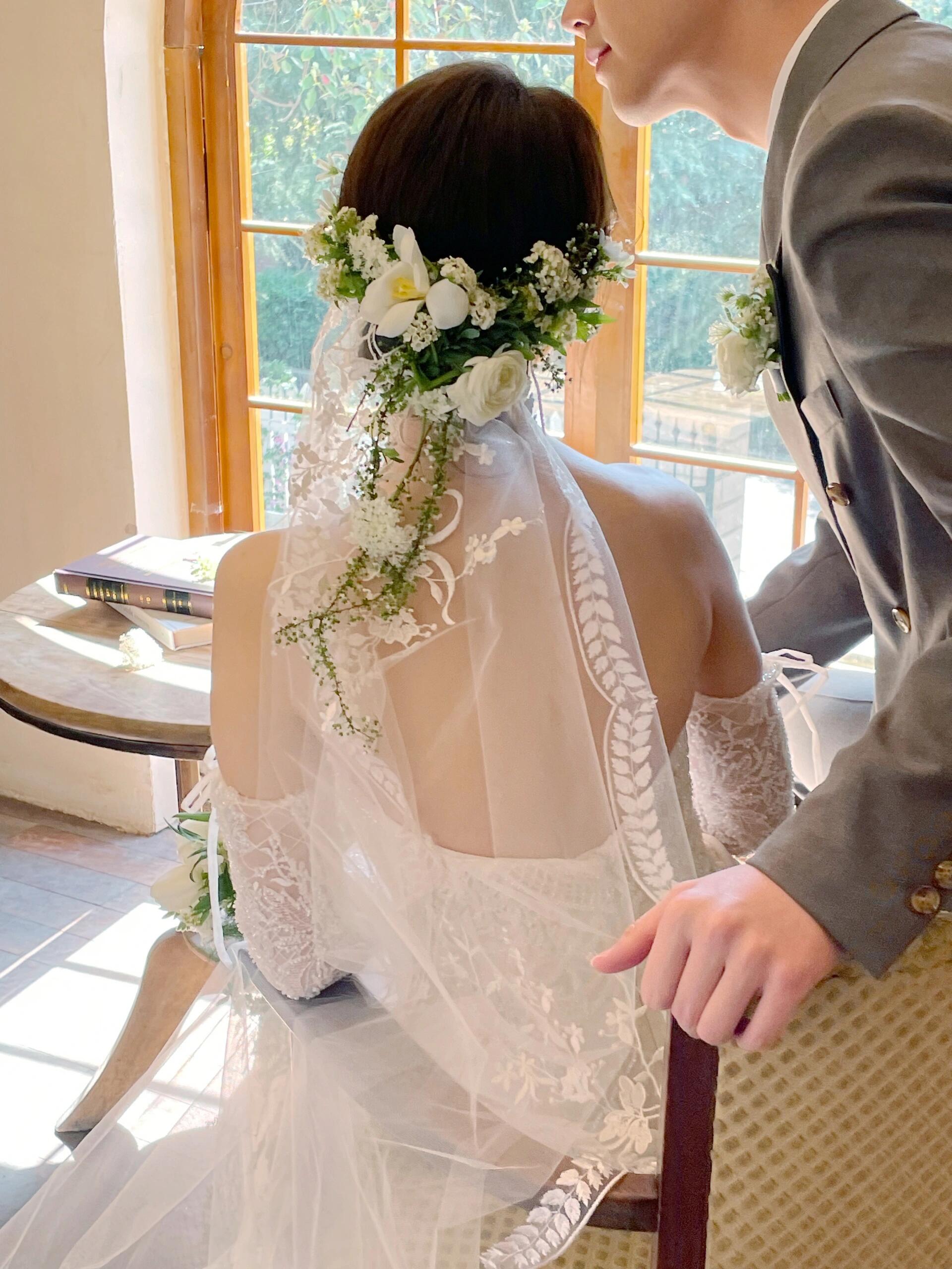 余爱多瑙河婚纱同款头纱麦穗田园小清新蕾丝韩式结婚领证摄影造型
