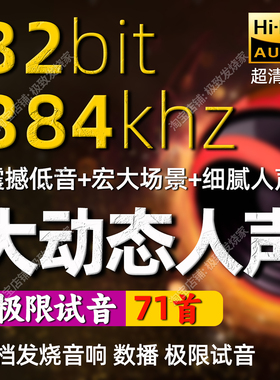 384khz大动态发烧人声超清母带极限测试音响数播Hires高质量音源