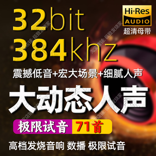 384khz大动态发烧人声超清母带极限测试音响数播Hires高质量音源