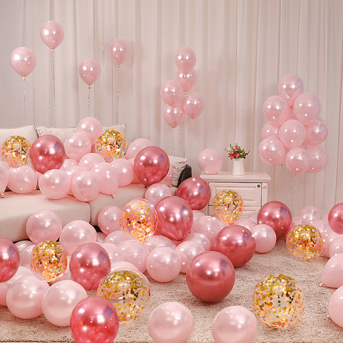 结婚气球珍珠粉色婚礼婚房宝宝生日场景布置套装女孩新房装饰汽球