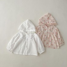 女宝宝薄款外套透气防晒衣2025新款婴儿春夏装空调衫樱桃上衣服