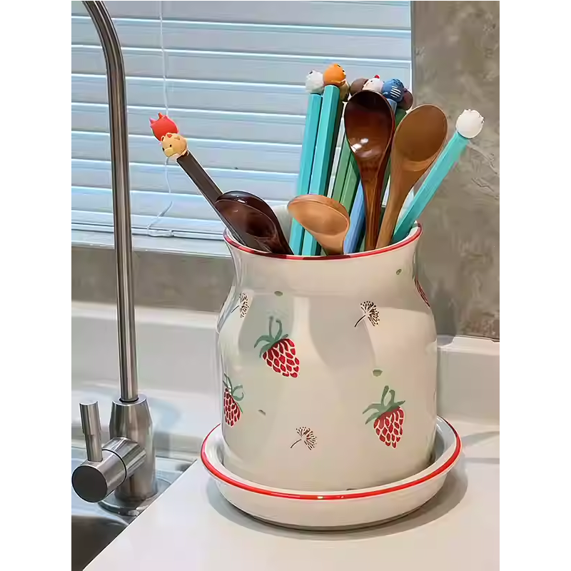 沥水筷子筒台面陶瓷筷子收纳盒防霉多功能家用高档2025新款筷篓