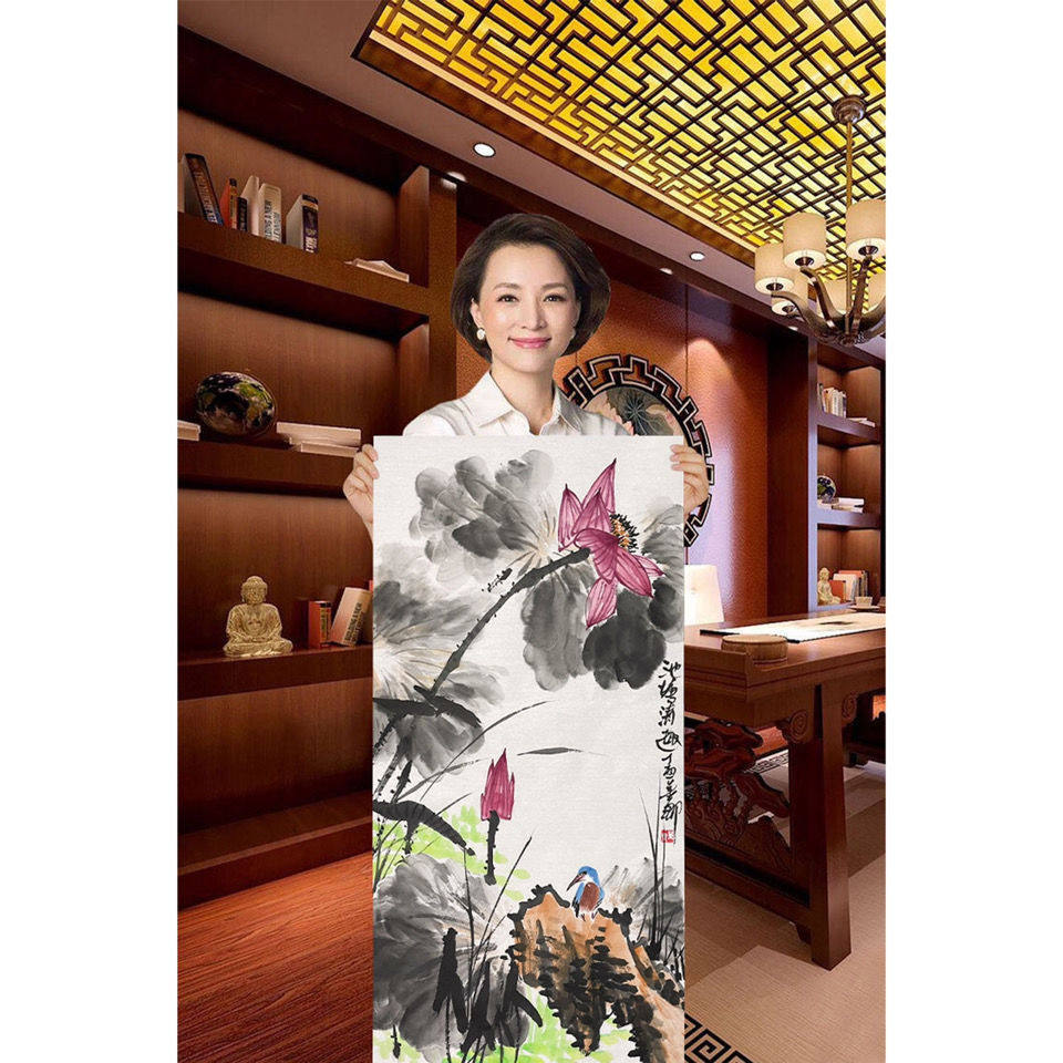 临摹董卿手绘国画名人字画三尺竖幅花鸟宣纸礼品装饰证书照片升值