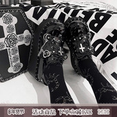 现货superpink圣光骑士原创朋克y2k辣妹亚比厚底皮鞋 圆头单鞋 女