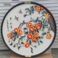 苏州刺绣机绣仿手工事事如意柿子玄关餐厅走廊玄关装饰画挂画成品图片