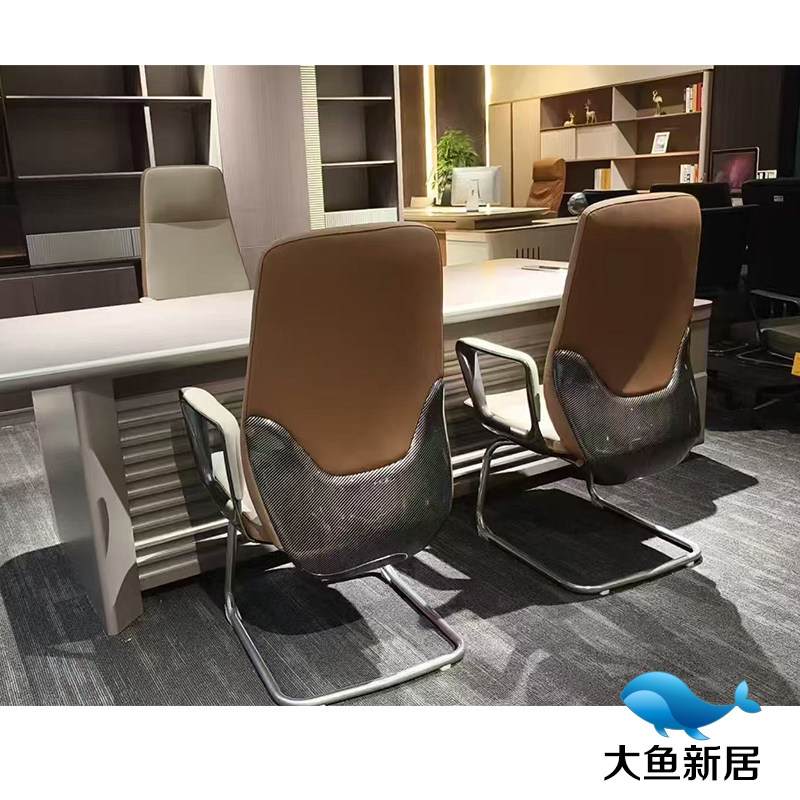 弓形真皮沙发会议员工开会办公椅