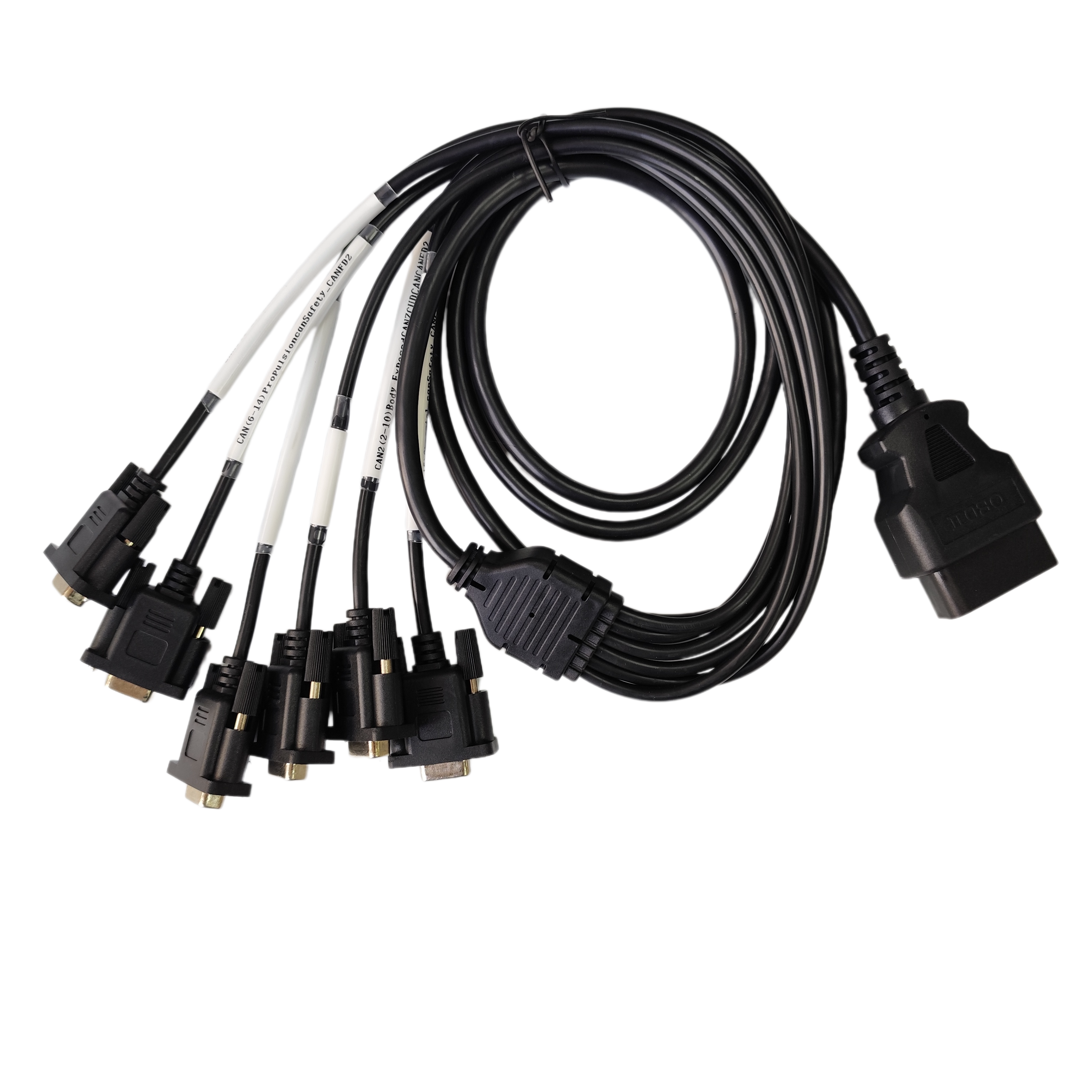 OBD2公头转DB9母头一拖六吉利平台测试专用线CAN H、CAN L全反图片