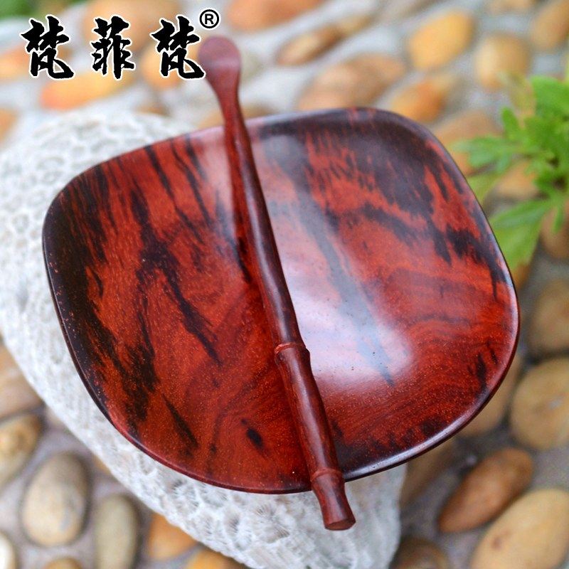 梵菲梵 印度小叶紫檀茶则套高密油鸡血火焰纹老料木质茶勺茶具
