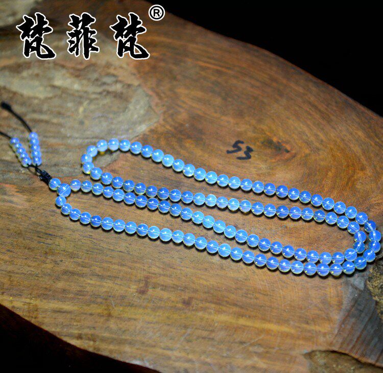 梵菲梵 墨西哥蓝珀6mm念珠108颗手串3A级净水高蓝纯净天然琥珀