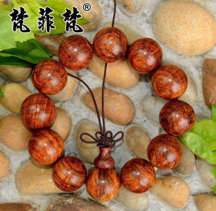 梵菲梵 越黄2.0cm闪电纹手串 越南黄花梨20mm木料 水波纹手链