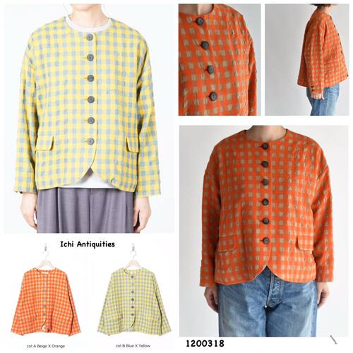 日本制Ichi Antiquites (在途)棉羊毛格纹外套