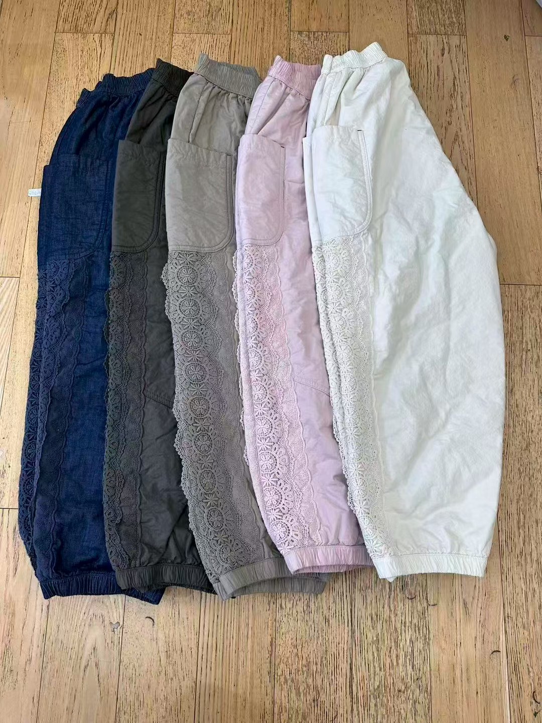 韩国2storyginy(现货)松紧腰侧面拼接蕾丝棉裤