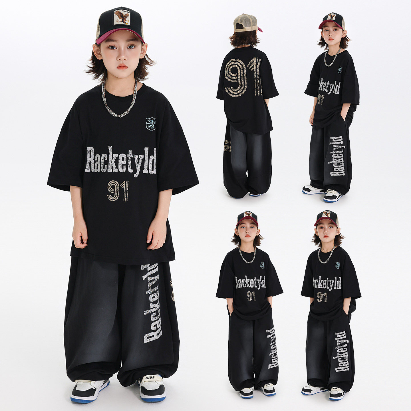 Racketyld男女童嘻哈街舞演出服
