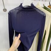 长袖 蕾丝打底衫 内搭T恤大码 春秋2025新款 洋气上衣 女冰丝网纱薄款