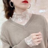 毛衣内搭纱衣洋气网纱打底上衣潮 2021春秋新款 高端蕾丝打底衫 女装