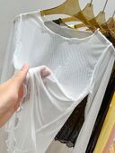 超仙防晒打底衫 透明网纱上衣 女夏季 吊带裙内搭透视薄纱衣镂空修身