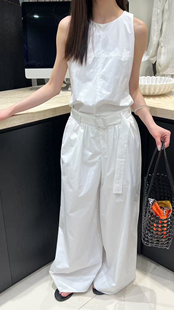 TOMORROW ANN2025夏季韩版圆领背心上衣+高腰显瘦弯刀阔腿裤套装