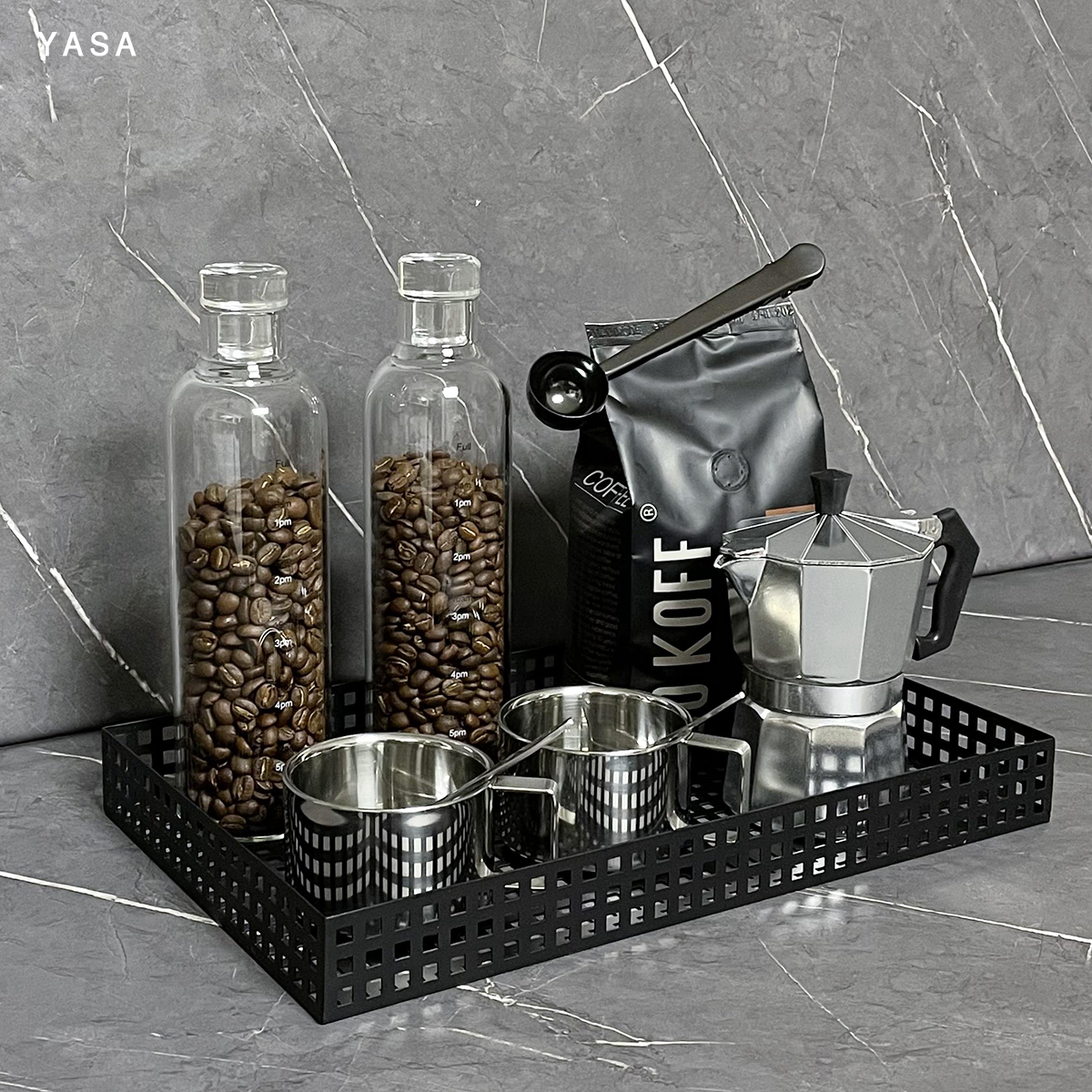 YASA【咖啡器具组合】样板房意式厨房厨柜台面软装黑色道具套装 家居饰品 装饰摆件 原图主图
