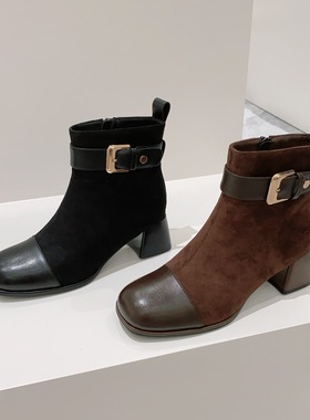 【悟空专享】【断码福利】女士粗跟时装休闲短靴AB23682