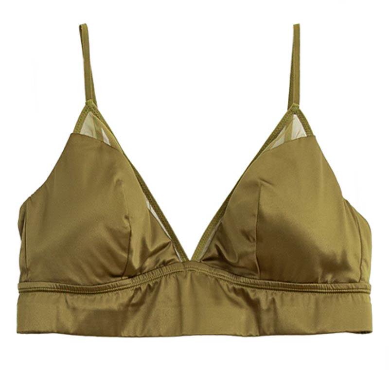 真丝文胸无钢圈法式bra白色桑蚕丝内衣三角杯薄款胸衣胸罩乳罩