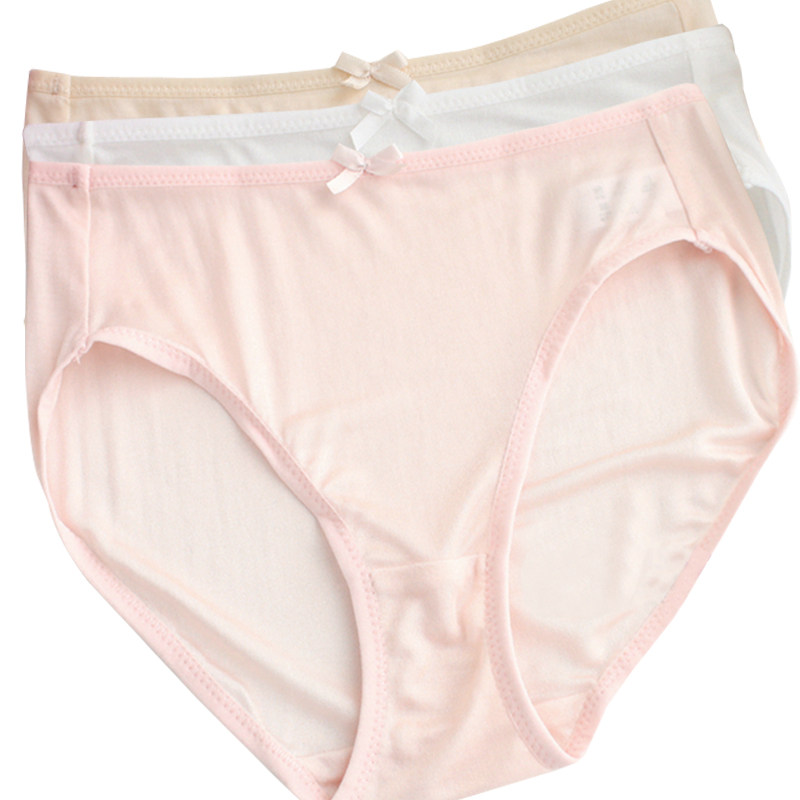 出口品质桑蚕丝针织儿童内裤女真丝女童白色加密三角裤