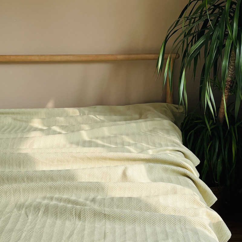 日式春夏绿色a类纱布床单平整不皱亲肤简约纯棉盖毯单双人空调毯