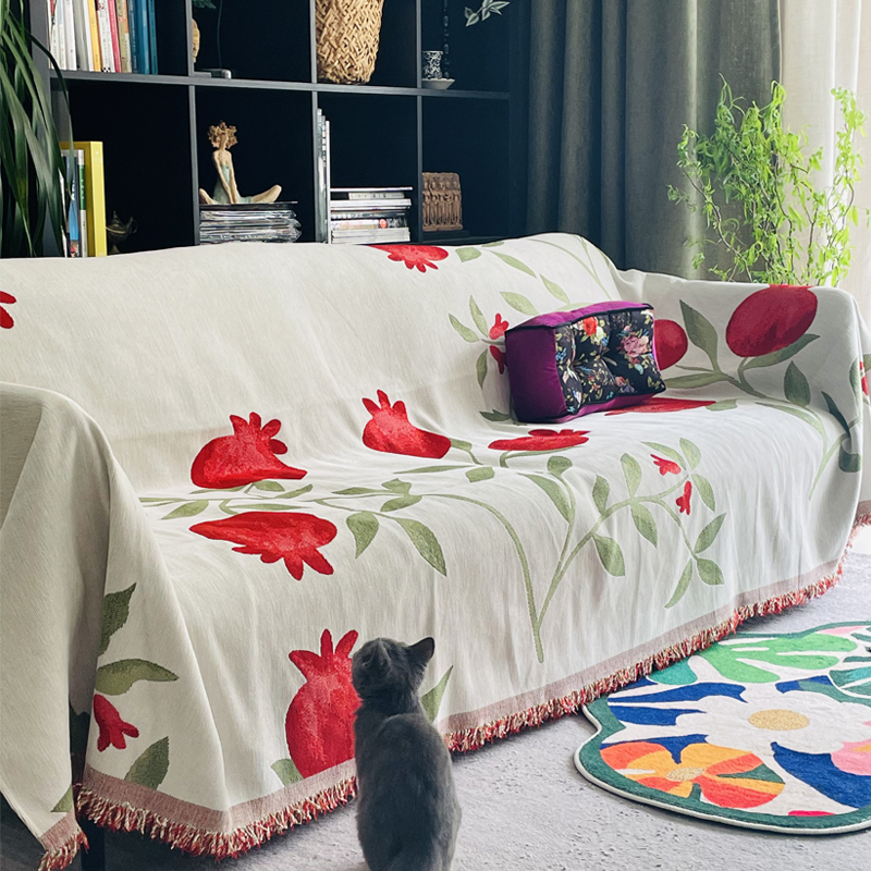 田园风大尺寸沙发巾双面防猫抓