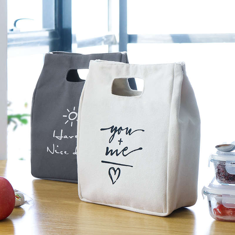 日式棉麻学生上班族带饭便当包