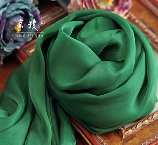 丝巾墨绿色长款真丝围巾100%桑蚕丝女披肩纱巾春秋冬夏季百搭
