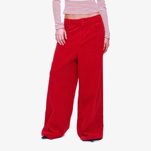 row风老钱阔腿长裤 圣诞红高分基础穿搭灯芯绒直筒裤 女 精选 冬季