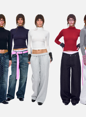 外套里的质感时髦打底衫 秋冬美式复古弹力半高领贴肤发热内搭女