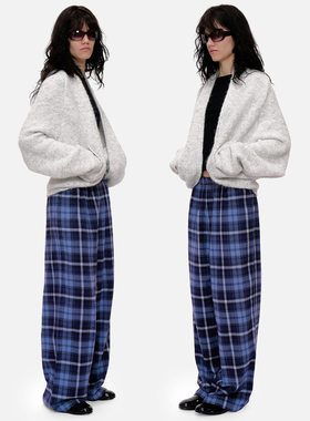 no info 毛绒灰色古早千禧千金风蝙蝠袖口袋开衫外套2025秋冬新款