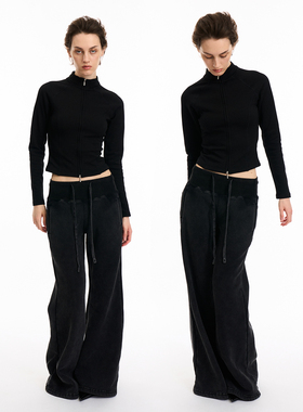 NOINFO反叛的低腰千禧时髦基础百搭喇叭裤休闲加绒运动裤 秋冬